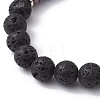 Dyed Natural Lava Rock & Pearl Beaded Strtch Bracelet BJEW-JB10053-02-4