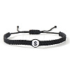 Flat Round with Letter Pattern Resin Beads Braided Bead Bracelets FS-WG43323-19-1
