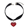 Gothic Heart Alloy Pave Glass Pendant Black Velvet Cord Choker Necklaces for Women FS-WG59BE3-01-4