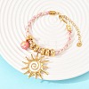 304 Stainless Steel & Synthetic Rainbow Stones Charm Bracelets BJEW-K247-04G-3