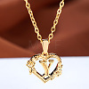 Brass Rose Flower Heart with Letter Pendant Cable Chain Necklaces FS-WG42461-25-1