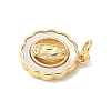 Brass Pave Natural White Shell Pendants KK-S522-06D-G-2