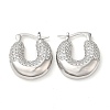 Donut Brass Hoop Earrings with Clear Cubic Zirconia EJEW-Q791-01P-1