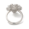 Rack Plating Flower Brass Micro Pave Clear Cubic Zirconia Adjustable Rings RJEW-S413-01P-3