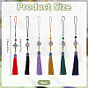 6Pcs 6 Colors Polyester & Platinum Zinc Alloy & Glass Pendant Decorations HJEW-DR0001-17-2