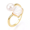 Natural Pearl Open Cuff  Ring with Msilver-Lipped Pearl Oyster X-PEAR-N022-C11-1