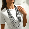 Bohemian Style Plastic Long Bicone Beads Multi Layered Necklaces for Women's Daily Parties DF6907-2-2