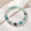 Natural Fluorite Beads Stretch Bracelets for Women BJEW-JB13166-1