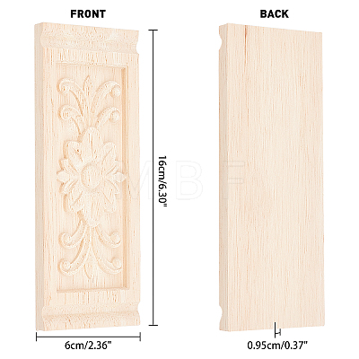 Natural Solid Wood Carved Onlay Applique Craft WOOD-FH0001-11-1