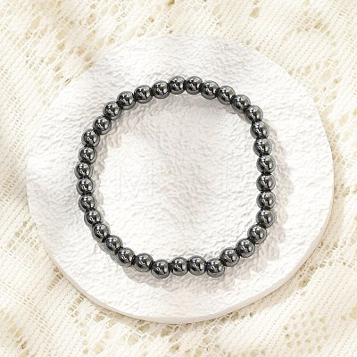 Synthetic Non-magnetic Hematite Beaded Stretch Bracelets BJEW-D446-B-22-1