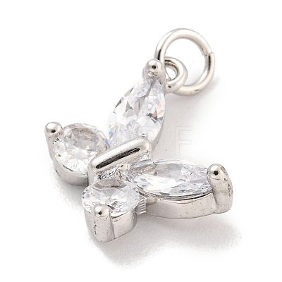 Rack Plating Brass Micro Pave CLear Cubic Zirconia Charms KK-Q814-04P-1