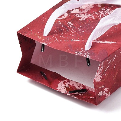 Flower Oil Painting Print Rectangle Paper Gift Storage Bags with Ribbon Handles ABAG-A011-01E-1