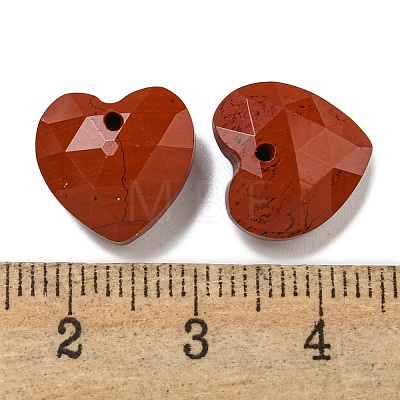 Natural Red Jasper Faceted Heart Charms G-G123-01B-1