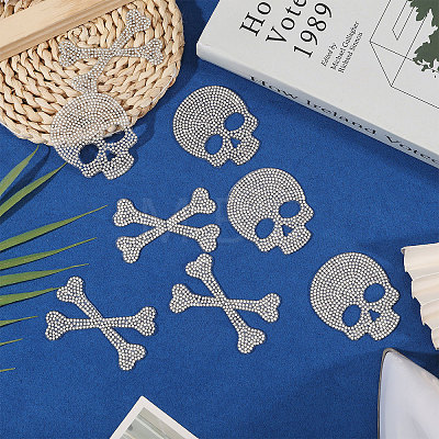 6 Sets Skull & Bone Hotfix Rhinestone FIND-PH0038-54-1