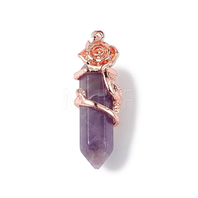 Natural Amethyst Pointed Pendants G-L524-13RG-06-1