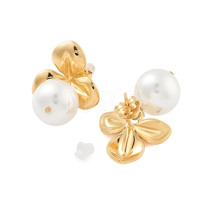 304 Stainless Steel ABS pearl Stud Earrings EJEW-S226-07G-01-1