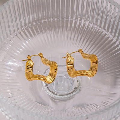 Vintage Style Textured Wavy 304 Stainless Steel Hoop Earrings CM5039-1