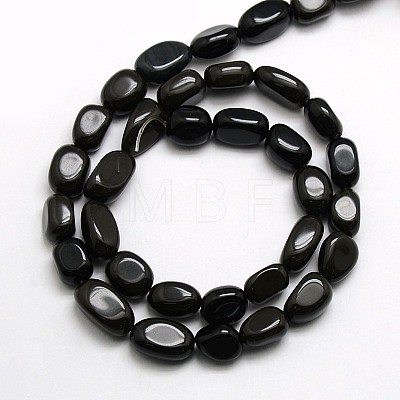 Natural Obsidian Nuggets Beads Strands X-G-L154-16-1