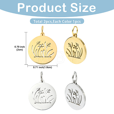 2Pcs 2 Colors Stainless Steel Pendants STAS-YW0011-15-1