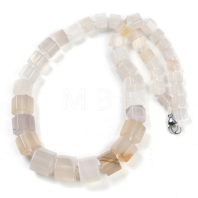 Natural White Agate Hexagon Prism Graduated Beaded Necklaces for Women Men NJEW-K388-03S-1