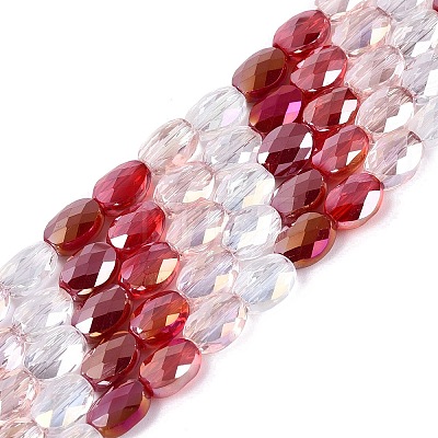 Electroplate Imitation Jade & Opaque & Transparent Glass Beads Strands EGLA-Q135-6x8MM-01A-1