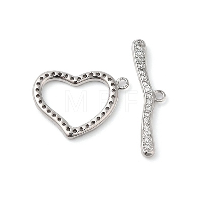 Brass Micro Pave Clear Cubic Zirconia Toggle Clasps KK-P234-79P-1