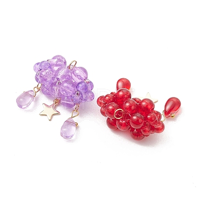 Glass Bead & Stainless Steel Pendants PALLOY-MZ01308-01-1
