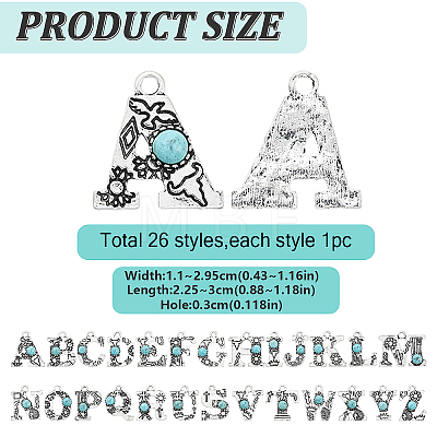 26Pcs 26 Styles Synthetic Turquoise & Alloy Pendants FIND-YW0006-63-1