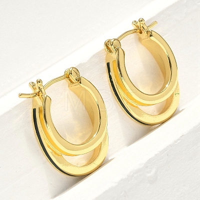 Two-layer Oval Brass Enamel Hoop Earrings EJEW-S252-03D-G-1