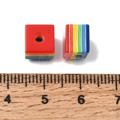 Opaque Rainbow Stripe Resin Beads RE-CBA0A57-07-1