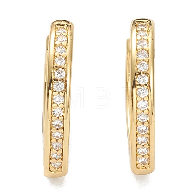 Brass Micro Pave Clear Cubic Zirconia Huggie Hoop Earrings EJEW-A058-26-1