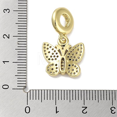 Rack Plating Brass Micro Pave Clear Cubic Zirconia European Dangle Charms KK-R163-09G-1
