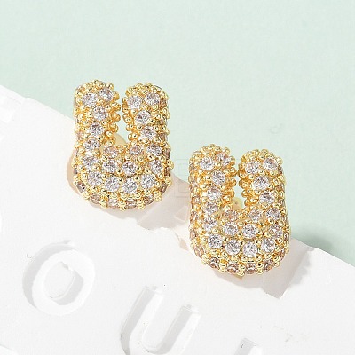 Brass Micro Pave Cubic Zirconia Stud Earrings EJEW-Z091-04G-U-1