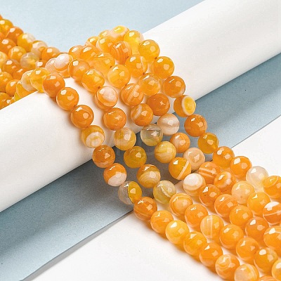 Natural Striped Agate/Banded Agate Beads Strands G-A246-8mm-08-1