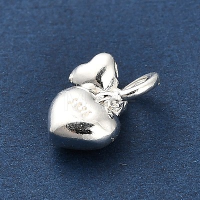 925 Sterling Silver Double Heart Charms FIND-Z069-03S-1