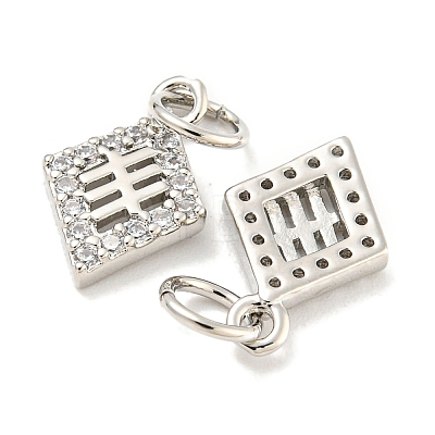 Rack Plating Brass Micro Pave Clear Cubic Zirconia Pendants KK-B093-08P-1