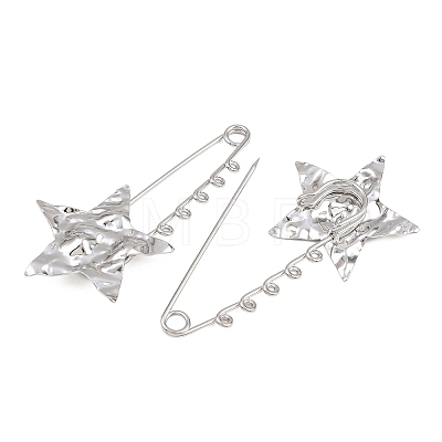 Textured Starfish 304 Stainless Steel Safety Pins Brooch Findings SA-CBA098D-16G-P05-1
