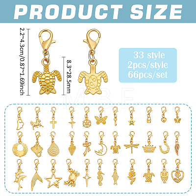 66Pcs 33 Style Alloy Pendant Decorations HJEW-PH02487-1