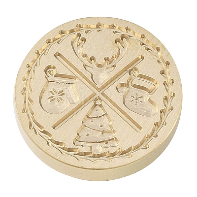 Christmas Series Wax Seal Brass Stamp Head LS-AJEW-M037-01G-28-1