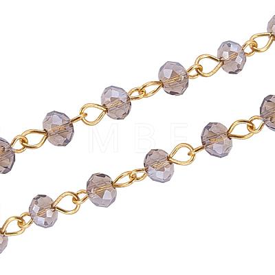 Handmade Rondelle Glass Beads Chains for Necklaces Bracelets Making AJEW-JB00037-05-1