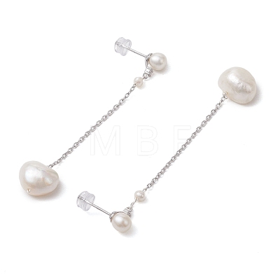 Natural Pearl Ear Studs EJEW-P286-14P-1