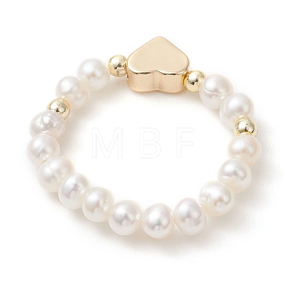 Adjustable Natural Cultured Freshwater Pearl Finger Rings for Women RJEW-JR00994-1
