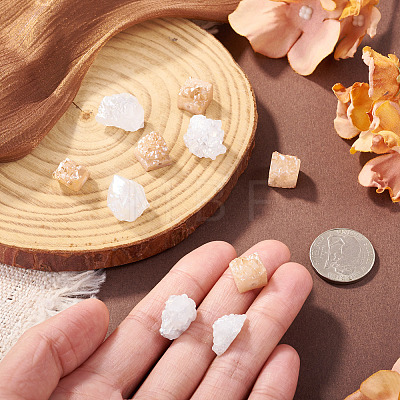 10Pcs 2 Colors Electroplated Raw Rough Natural Druzy Agate Beads G-TA0003-19-1