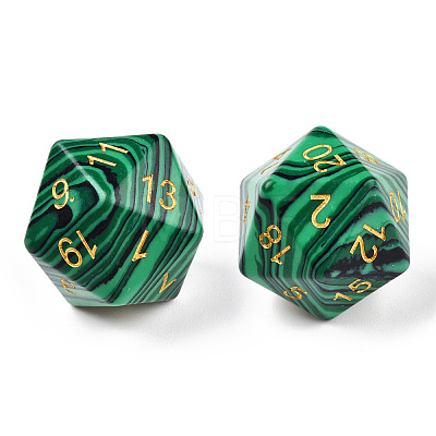 Metal Enlaced Synthetic Malachite Polyhedral Dice Set G-T122-75C-1
