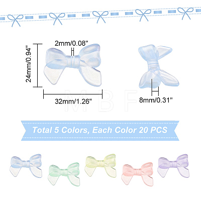   100Pcs 5 Colors Transparent Luminous Acrylic Beads TACR-PH0001-56-1