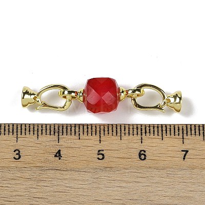 Natural Red Corundum/Ruby with Brass Fold Over Clasps G-G141-01G-1