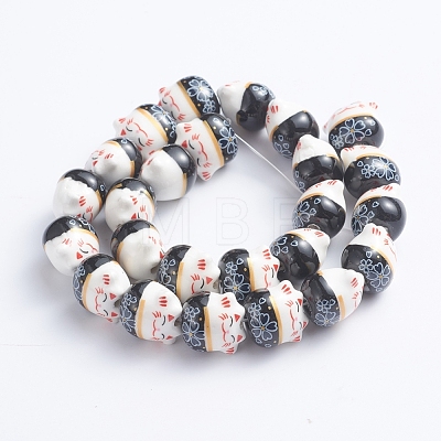 Handmade Printed Porcelain Beads PORC-G004-C09-1