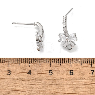 Brass with Cubic Zirconia Stud Earrings Finding KK-Q048-24P-1