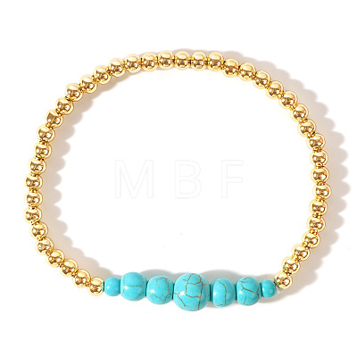 Round Natural Turquoise Beads Stretch Bracelets ID2481-1-1