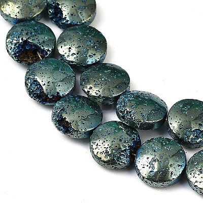 Electroplated Natural Lava Rock Beads Strands G-K388-01H-1